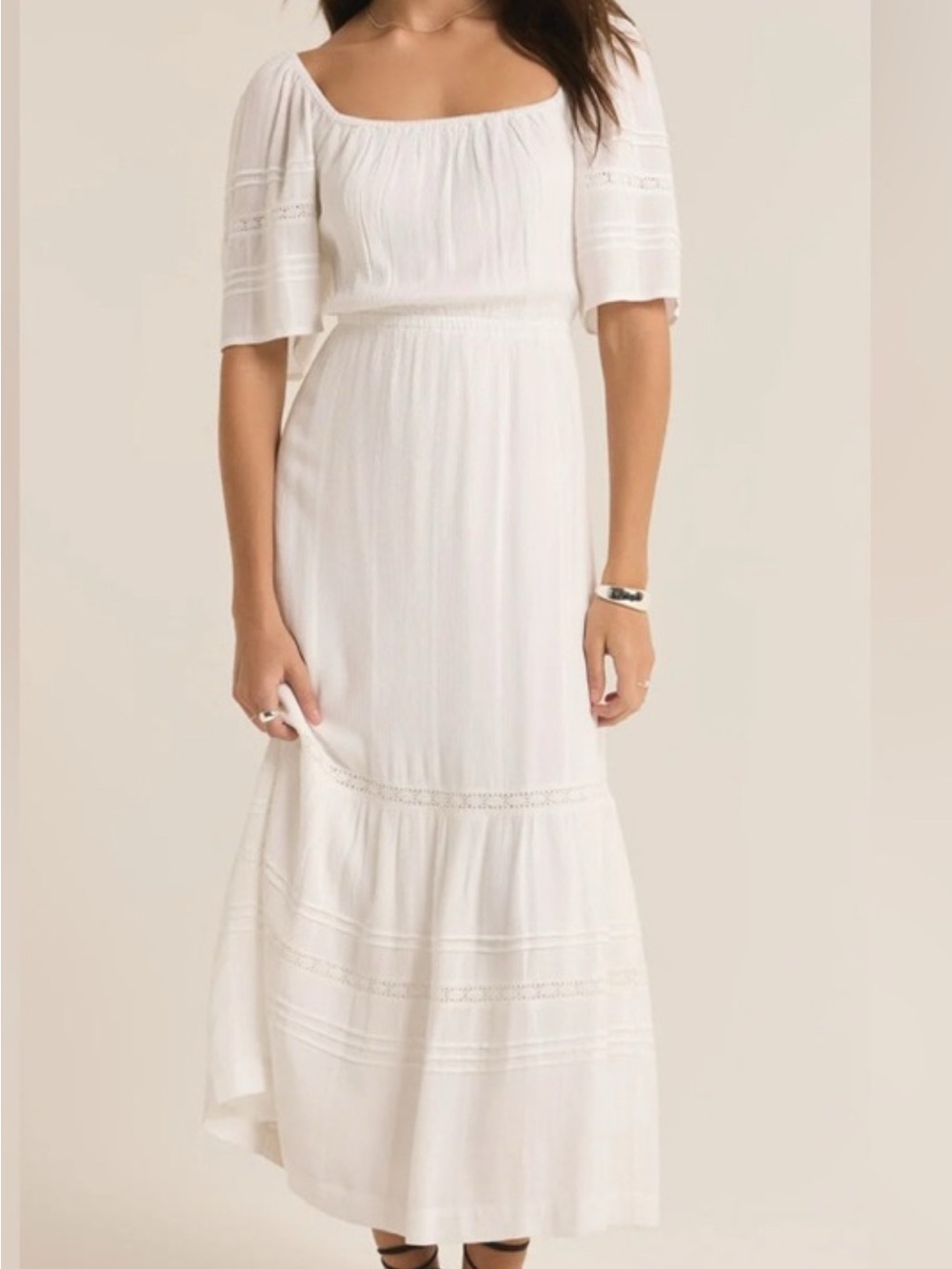 Z Supply White Poppy Midi White Dress. Medium. NWT